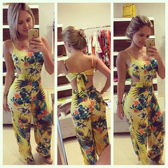 Fashion Women Chiffon Floral Printed Jumpsuit 2019 Summer Ladies Clubwear Playsuit Suspender Party Jumpsuit&Romper Long Trousers
