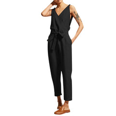 Womail Jumpsuits Women Summer Fashion Short Sleeved Solid Simple Beach Loose 5XL long Jumpsuits with Belt Holiday 2019 M53
