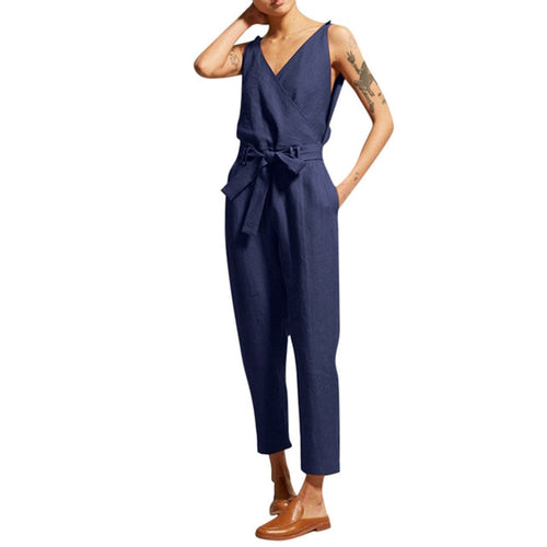 Womail Jumpsuits Women Summer Fashion Short Sleeved Solid Simple Beach Loose 5XL long Jumpsuits with Belt Holiday 2019 M53