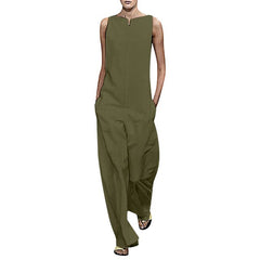 Womail bodysuit Women fashion Sleeveless loose long Jumpsuit Ladies Romper holiday Solid Pockets Wide Leg Playsuit 2019 J613