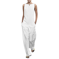 Womail bodysuit Women fashion Sleeveless loose long Jumpsuit Ladies Romper holiday Solid Pockets Wide Leg Playsuit 2019 J613