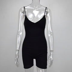 Simenual V Neck Strap Sleeveless Basic Casual Women Playsuits Sporty Workout Active Wear Fashion 2020 Solid Skinny Rompers Slim