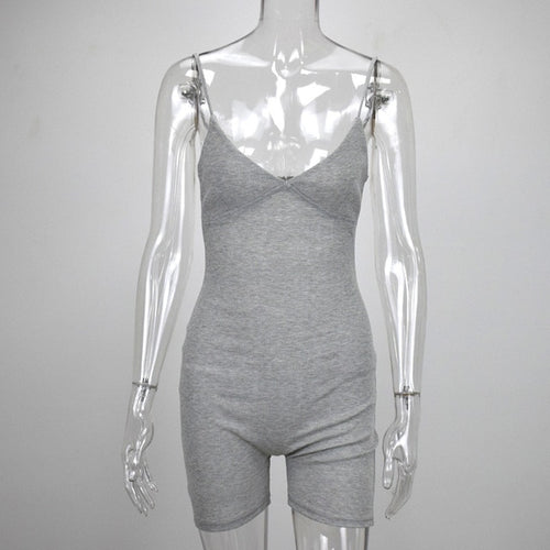 Simenual V Neck Strap Sleeveless Basic Casual Women Playsuits Sporty Workout Active Wear Fashion 2020 Solid Skinny Rompers Slim