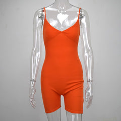 Simenual V Neck Strap Sleeveless Basic Casual Women Playsuits Sporty Workout Active Wear Fashion 2020 Solid Skinny Rompers Slim