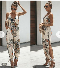 Fashion Women Floral Baggy Trousers Overalls Pants Playsuits Solid Summer Romper Jumpsuit Women Clothes