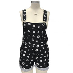 Fashion Women Pockets Sunflower Adjustable Strap Jumpsuit Overall Bib Shorts Dungarees
