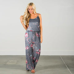LOSSKY Casual Loose Solid Strap Jumpsuit Sexy Sleeveless Pocket Women Summer Korean Style Rompers Fashion New Playsuits Bodysuit