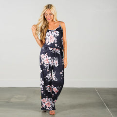 LOSSKY Casual Loose Solid Strap Jumpsuit Sexy Sleeveless Pocket Women Summer Korean Style Rompers Fashion New Playsuits Bodysuit