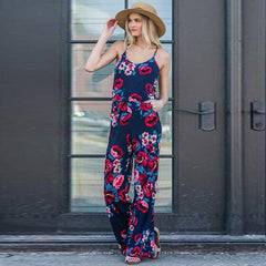 LOSSKY Casual Loose Solid Strap Jumpsuit Sexy Sleeveless Pocket Women Summer Korean Style Rompers Fashion New Playsuits Bodysuit