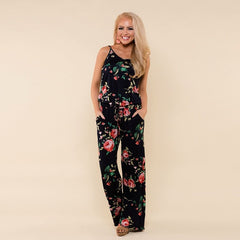 LOSSKY Casual Loose Solid Strap Jumpsuit Sexy Sleeveless Pocket Women Summer Korean Style Rompers Fashion New Playsuits Bodysuit
