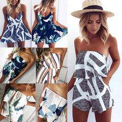 2020 new Spring summer Women's Jumpsuit Ruffles Off-the-Shoulder  Rompers Fashion Ladies Tube top V-neck Short Pants Jumpsuits