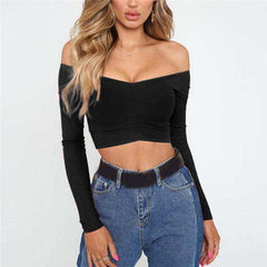 Fashion Women Casual Off shoulder Crop Top Bandage Slim Tank V neck Ladies tunique femme Elegant Dames Party Club Tee Streetwear
