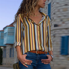 Aachoae Women Blouses 2020 Fashion Long Sleeve Turn Down Collar Office Shirt Blouse Shirt Casual Tops Plus Size Blusas Femininas