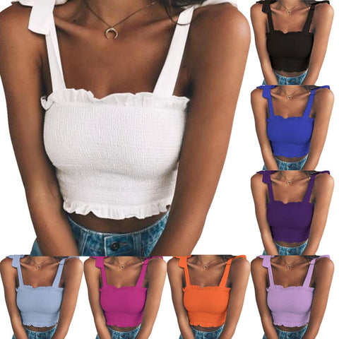 2018 Fashion Hot New Women's Summer Basic Sexy Strappy Sleeveless Racerback Crop Top High Quality