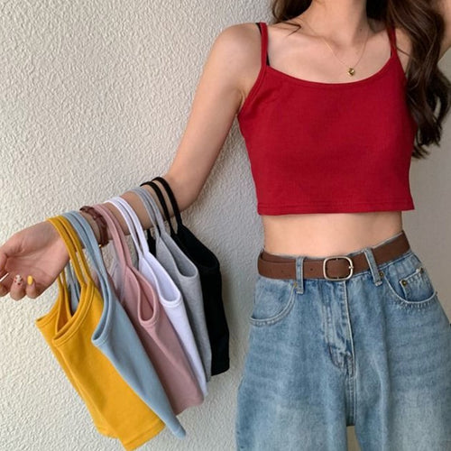 New Fashion Women Sexy Solid Summer Camis Crop Top Female Casual Tank Tops Vest Sleeveless Cool Streetwear Club High Street