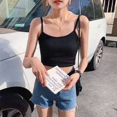 New Fashion Women Sexy Solid Summer Camis Crop Top Female Casual Tank Tops Vest Sleeveless Cool Streetwear Club High Street