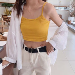 New Fashion Women Sexy Solid Summer Camis Crop Top Female Casual Tank Tops Vest Sleeveless Cool Streetwear Club High Street