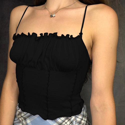 Hot Sell Summer Women Purple Vest Fashion Sleeveless Strapless Solid Ruffles Crop Tops Pullovers Ladies Tanks Women Camisole