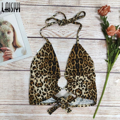 LAISIYI Sexy V Neck Hollow Out Crop Top Women New Solid Backless Velvet Camis Halter Tank Top Summer Basic Tops Streetwear
