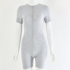 Missakso Solid Sexy Tracksuits Bandage Streetwear Short Sleeve Fashion Lady Outfits Autumn Women Skinny Playsuits