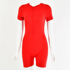 Missakso Solid Sexy Tracksuits Bandage Streetwear Short Sleeve Fashion Lady Outfits Autumn Women Skinny Playsuits