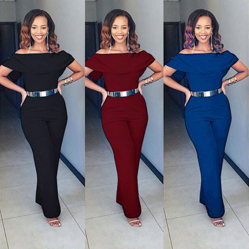 Fashion Women Lady Short Sleeve Off Shoulder Clubwear Playsuit Bodycon Slim Party Jumpsuit Trousers Romper Plus Size Jumpsuits