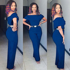 Fashion Women Lady Short Sleeve Off Shoulder Clubwear Playsuit Bodycon Slim Party Jumpsuit Trousers Romper Plus Size Jumpsuits